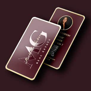 Elegant Professional Branding Burgundy Gold Frame Foil Spot Gloss Business Cards