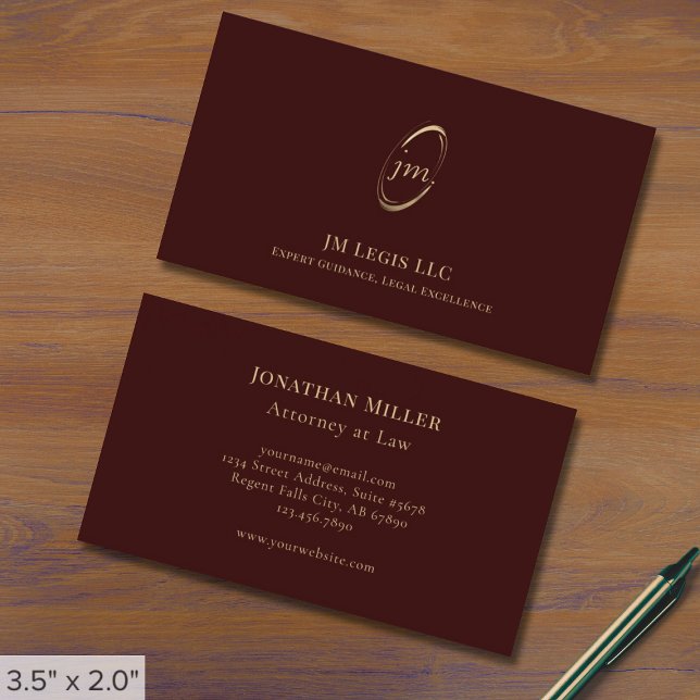 Elegant Professional Burgundy Wine Color Business Card (Creator Uploaded)