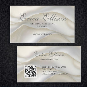 Elegant Professional Business QR Code Pearl Business Card