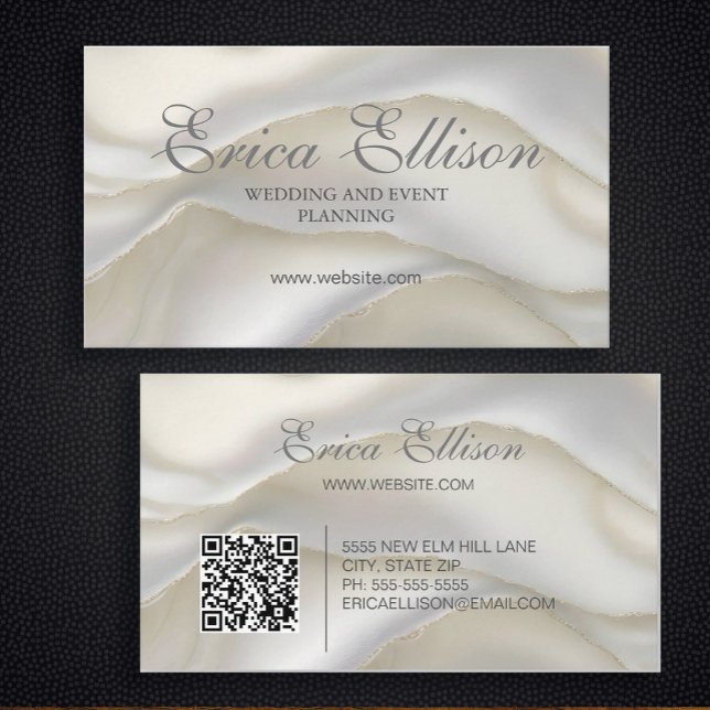 Elegant Professional Business QR Code Pearl Card (Elegant Mother of Pearl business cards personalized with a QR code for your website)