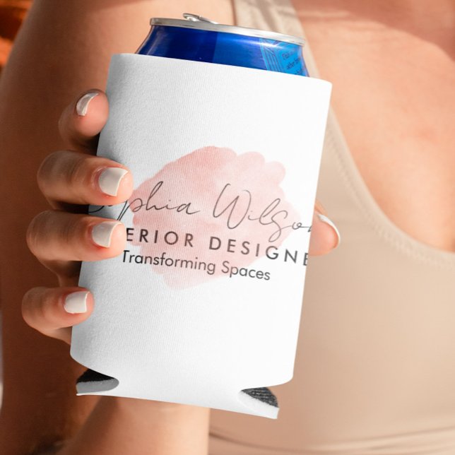 Elegant Professional Business Watercolor Signature Can Cooler (Creator Uploaded)