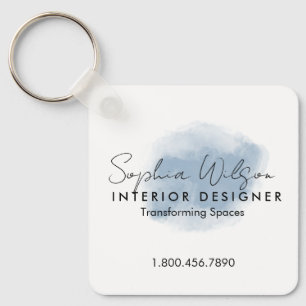 Elegant Professional Business Watercolor Signature Keychain