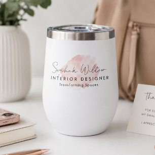 Elegant Professional Business Watercolor Signature Thermal Wine Tumbler