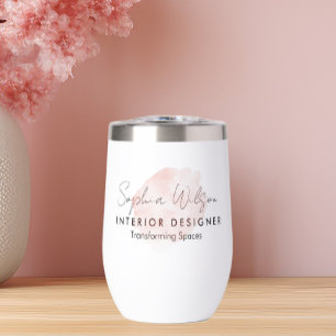 Elegant Professional Business Watercolor Signature Thermal Wine Tumbler
