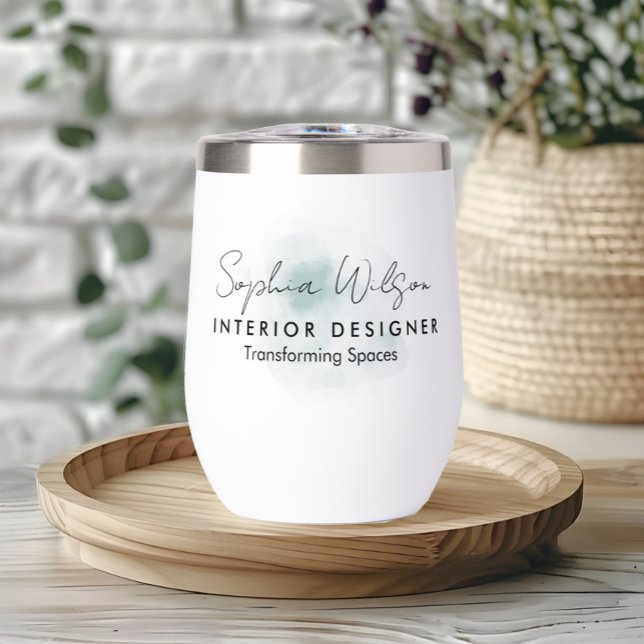 Elegant Professional Business Watercolor Signature Thermal Wine Tumbler (Creator Uploaded)