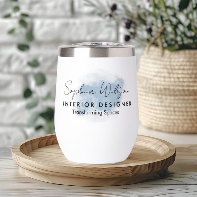 Elegant Professional Business Watercolor Signature Thermal Wine Tumbler (Creator Uploaded)