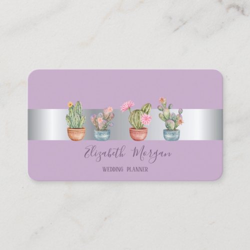 Elegant Professional Cactus Succulent Purple Business Card
