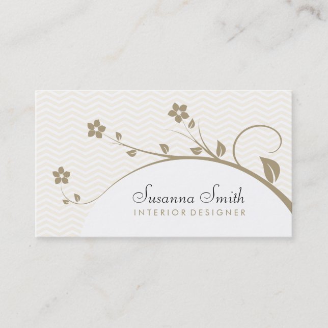 Elegant professional card with flowers and chevrón (Front)