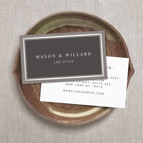 Elegant Professional Charcoal Gray Business Card