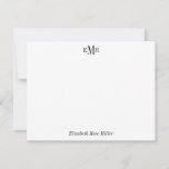 Elegant Professional Chic Black 3 Monogram Initial Note Card