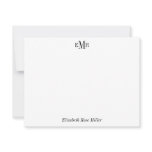 Elegant Professional Chic Black 3 Monogram Initial Note Card Elegant Professional Chic Black 3 Monogram Initial Note Card