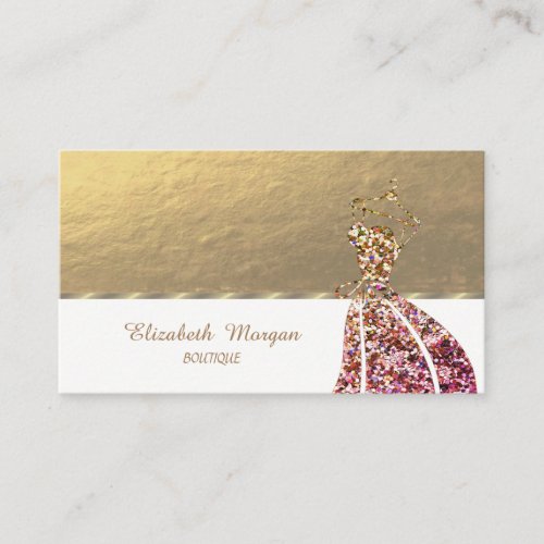 Elegant Professional Chic Glitter Dress Business Card