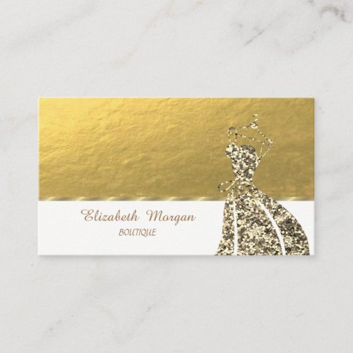 Elegant Professional Chic Gold Glitter Dress Business Card