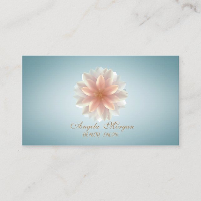 Elegant Professional Chic Lotus Beauty Salon Business Card (Front)