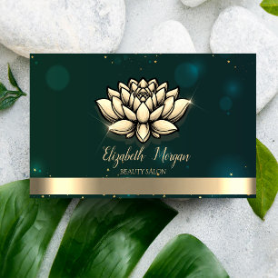 Elegant Professional Chic Lotus Green Business Card