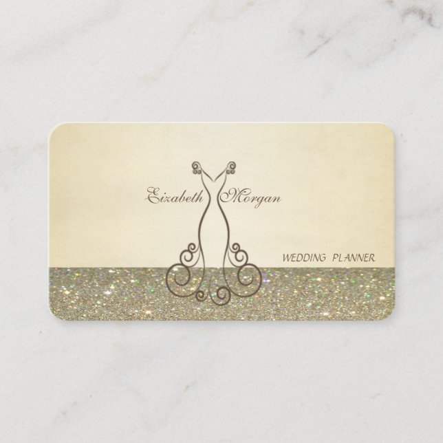 Elegant Professional Chic Luxury,Glittery ,Dress Business Card (Front)