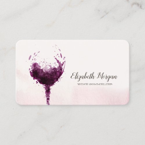 Elegant Professional Chic Watercolor Wine Glass    Business Card