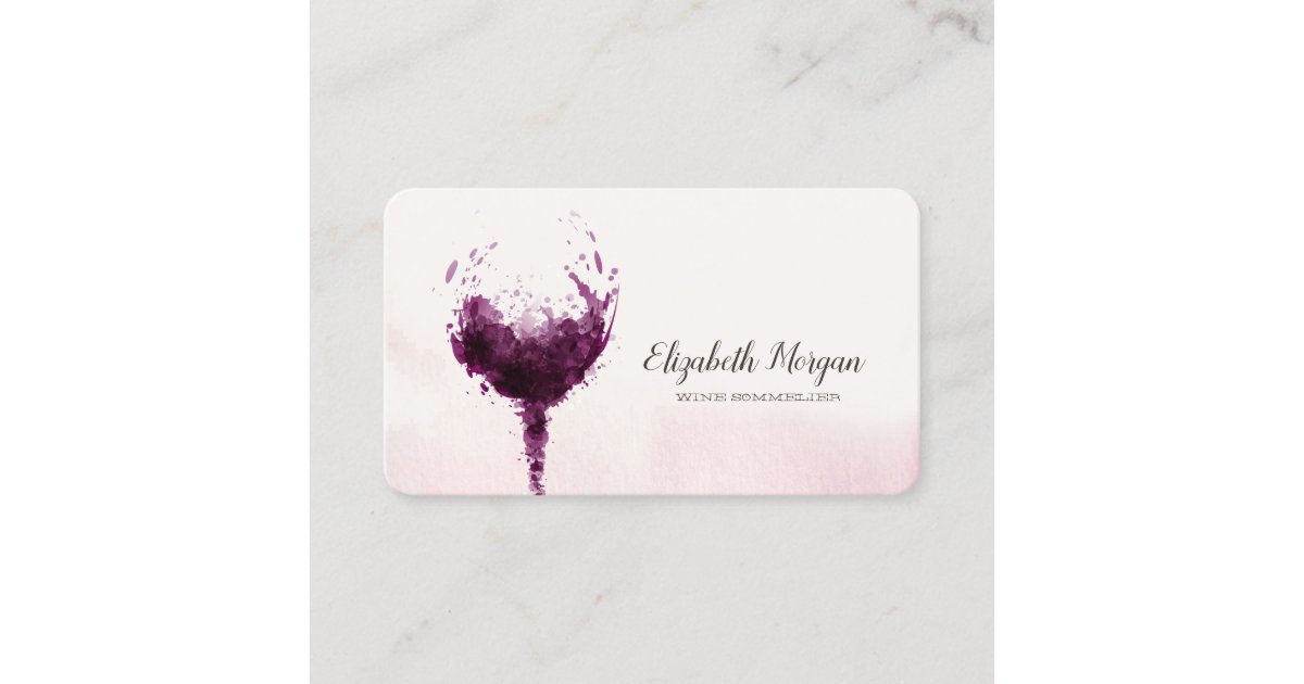 Elegant Professional Chic Watercolor Wine Glass Business Card Zazzle