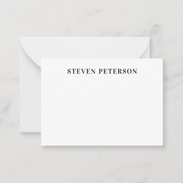 Elegant Professional Classic Simple Formal Black Note Card (Front)