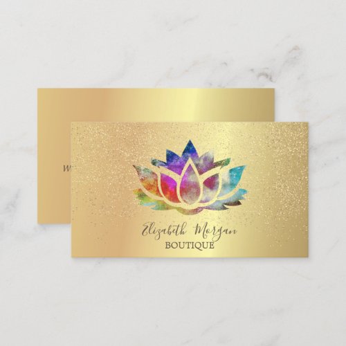 Elegant Professional Colorful Lotus Gold Confetti  Business Card