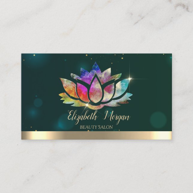 Elegant Professional Colorful Lotus Green  Business Card (Front)