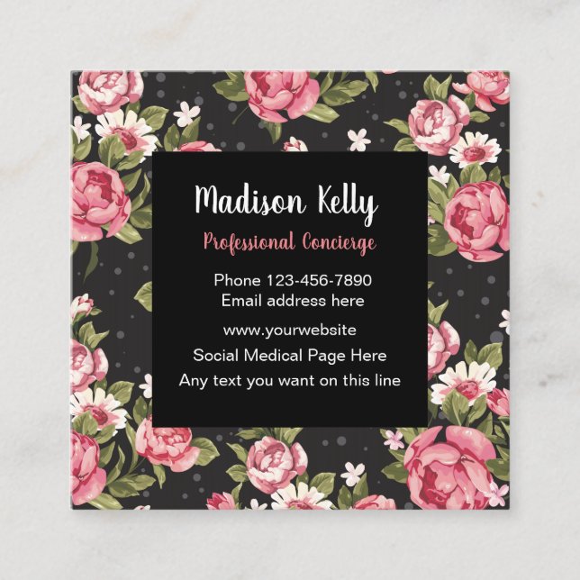 Elegant Professional Concierge Square Business Card (Front)