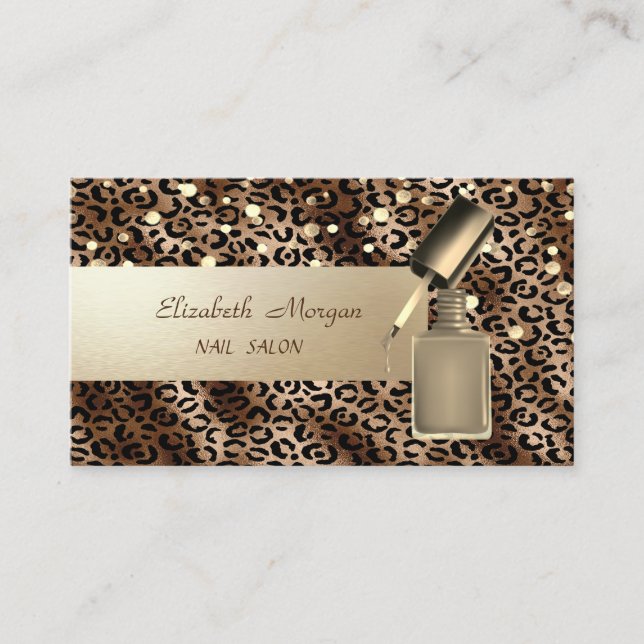 Elegant Professional,Confetti,Nail Polish,Leopard  Business Card (Front)