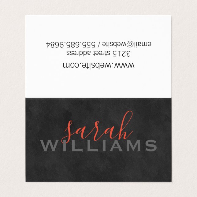 Elegant Professional Cursive / Gray Business Card (Outside Unfolded)