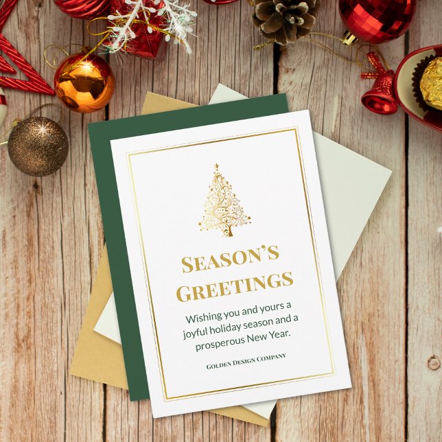 Elegant Professional Custom Logo Green Christmas  Holiday Card (Creator Uploaded)