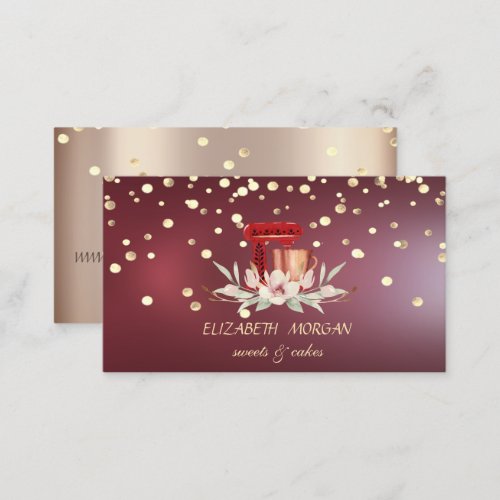 Elegant Professional Dark Red Mixer Floral Business Card