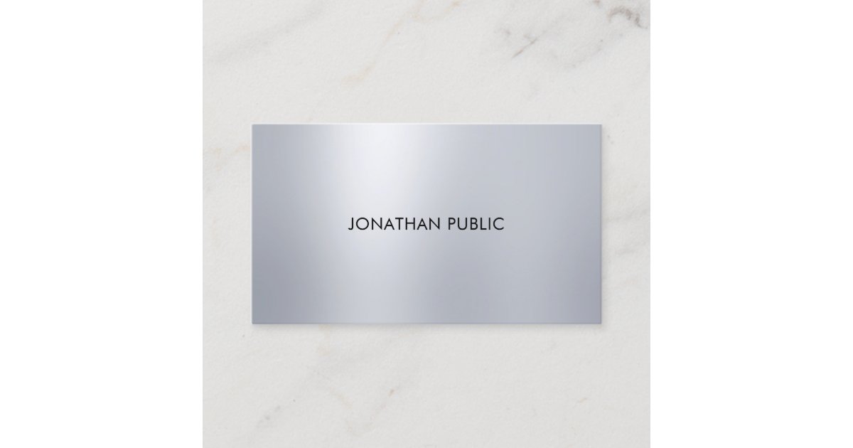 Elegant Professional Design Silver Look Modern Top Business Card | Zazzle
