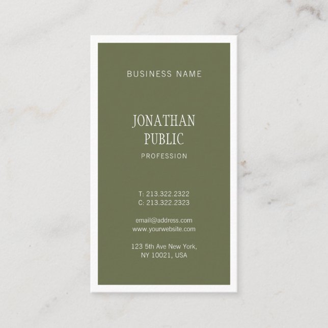 Elegant Professional Design Simple Modern Green Business Card (Front)