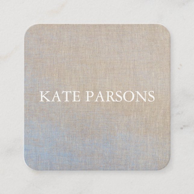 Elegant Professional Designer Minimalistic Linen  Square Business Card (Front)