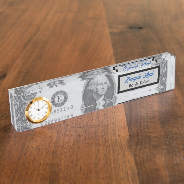 Elegant Professional Dollar One Money Front  Desk Name Plate (Side)