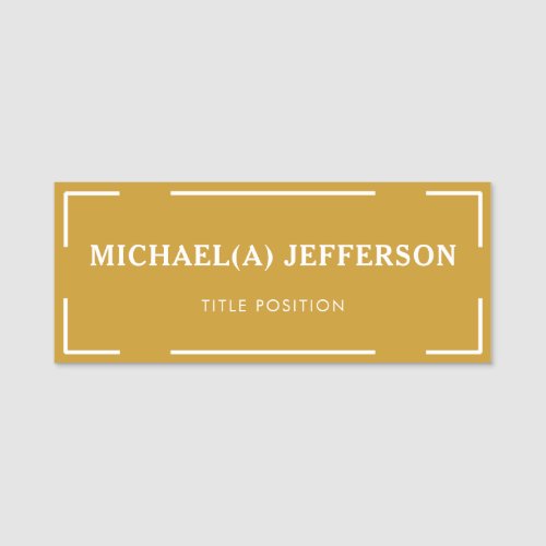 Elegant  Professional Fashionable Mustard Yellow Name Tag