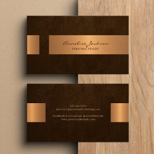 Elegant professional faux gold metallic brown business card