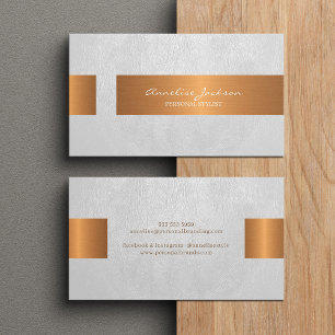 Elegant professional faux gold metallic white business card