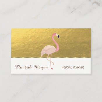 Elegant Professional Faux Gold  Pink Flamingo Business Card by Biglibigli at Zazzle