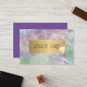 Elegant Professional Frame,Gold Hearts Opal Pearl Loyalty Card