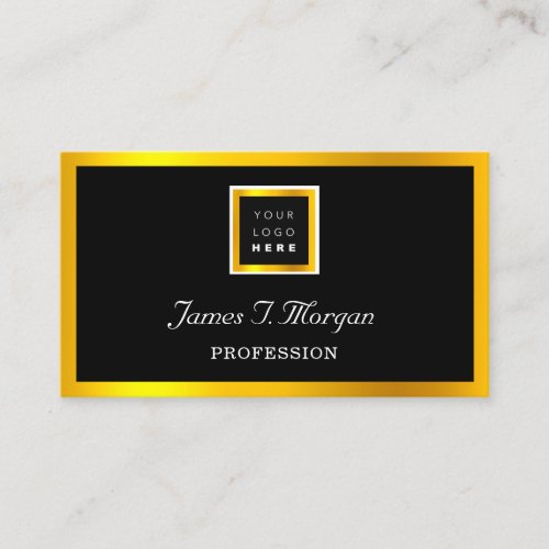 Elegant Professional Framed Logo Black VIP Gold Business Card
