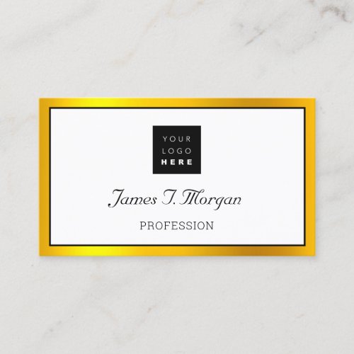 Elegant Professional Framed Logo Black White Gold Business Card