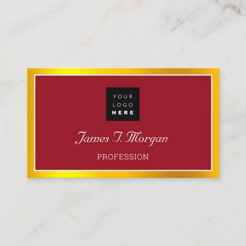 Elegant Professional Framed Logo Red White Golden Business Card