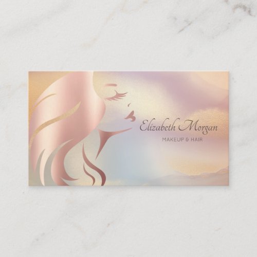 Elegant Professional Girl Face Silhouette Colorful Business Card