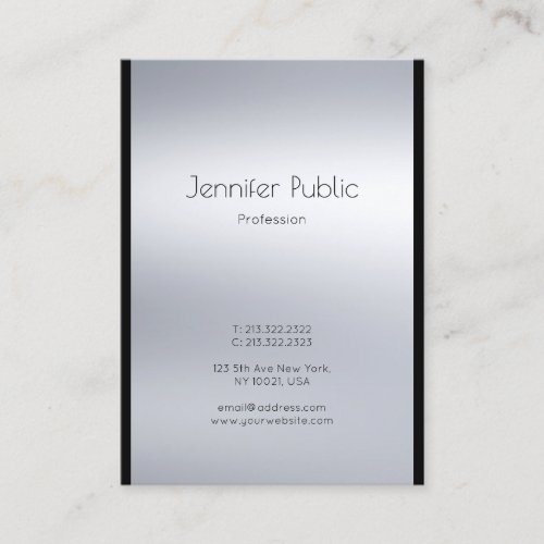 Elegant Professional Glamour Silver Plain Luxury Business Card
