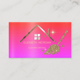 Elegant Professional Glitter Broom House Business Card