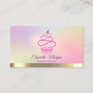 Elegant Professional Glitter Cupcake Sweets Business Card