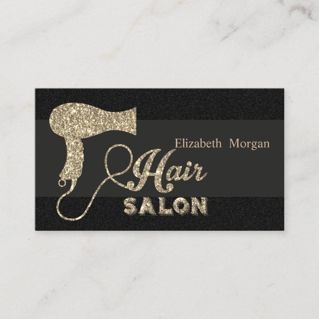Elegant Professional Glitter Hairdryer Business Card (Front)