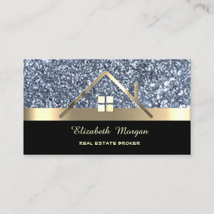 Elegant Professional Glitter House Roof Business Card
