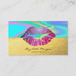 Elegant Professional Glitter Lips Holographic Business Card