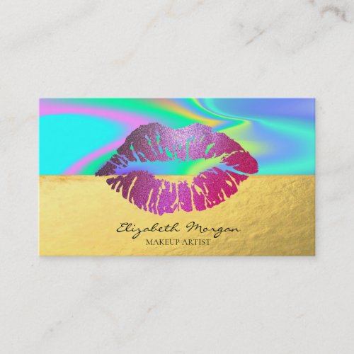 Elegant Professional Glitter Lips Holographic Business Card